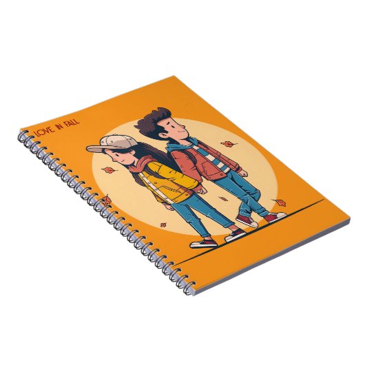 Paar met handen samen in de herfst notitieboek (Rechterzijde)