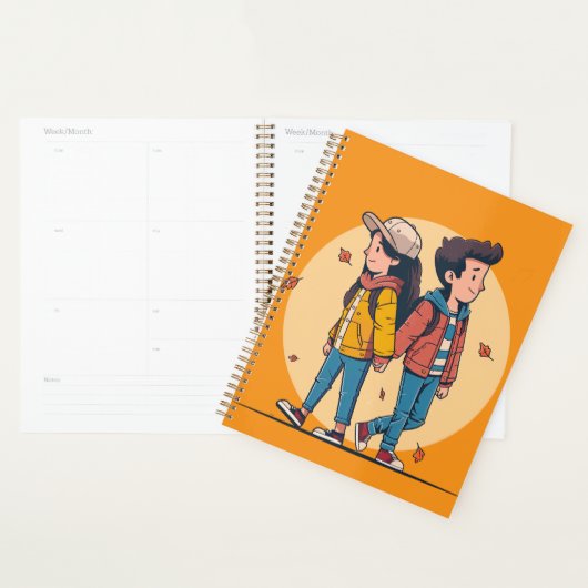Paar met handen samen in de herfst planner (Display)