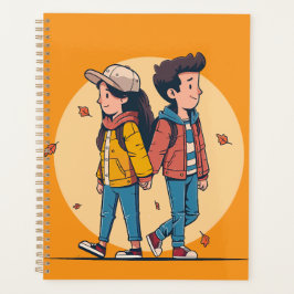 Paar met handen samen in de herfst planner