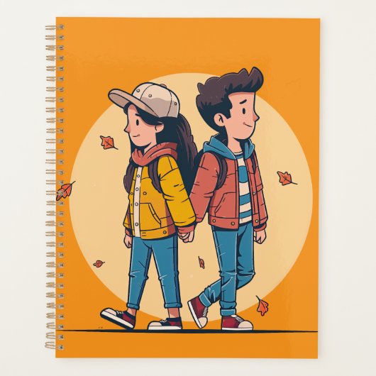 Paar met handen samen in de herfst planner (Voorkant)