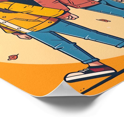 Paar met handen samen in de herfst poster (Hoek)