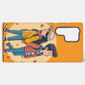 Paar met handen samen in de herfst samsung galaxy hoesje (Achterkant horizontaal)