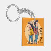 Paar met handen samen in de herfst sleutelhanger (Voorkant Links)