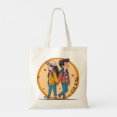Paar met handen samen in de herfst tote bag (Achterkant)