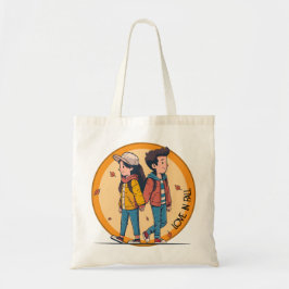 Paar met handen samen in de herfst tote bag