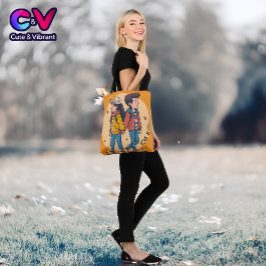 Paar met handen samen in de herfst tote bag