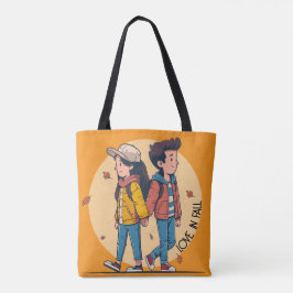 Paar met handen samen in de herfst tote bag