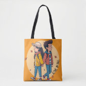 Paar met handen samen in de herfst tote bag (Voorkant)