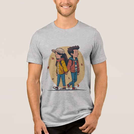 Paar met handen samen in de herfst Tri-Blend shirt (Voorkant)