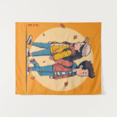 Paar met handen samen in de herfst wandkleed (Voorkant (horizontaal))