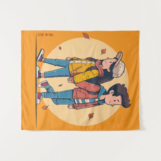 Paar met handen samen in de herfst wandkleed (Voorkant (horizontaal))