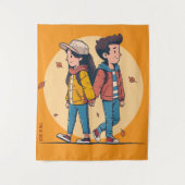 Paar met handen samen in de herfst wandkleed (Voorkant)