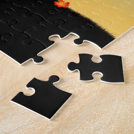 Paar met hartvormige herfstbladeren legpuzzel (Zijkant)