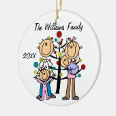 Paar met meisje, aangepast kinderfeest keramisch ornament (Links)