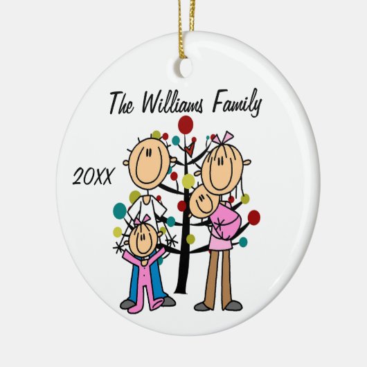 Paar Met Meisje, Baby Meisje Custom Keramisch Ornament (Links)