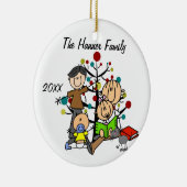 Paar met meisje, babyjongen, kat-feestdag Ornament (Rechts)