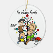 Paar met meisje, babyjongen, kat-feestdag Ornament (Links)