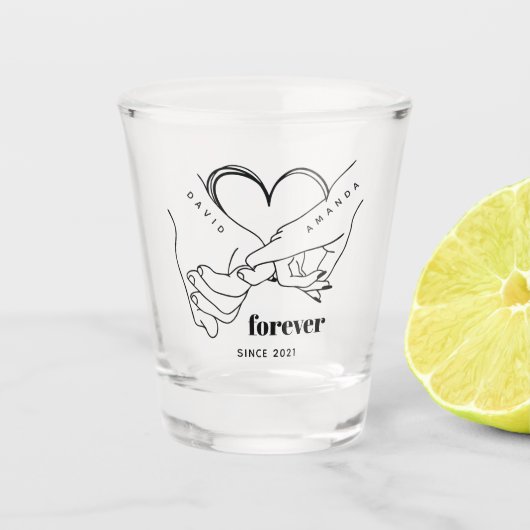Paar met naam Custom Jubileum Gift Idee Shot Glas (Voorkant)