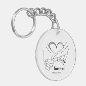 Paar met naam Custom Jubileum Gift Idee Sleutelhanger (Voorkant Links)