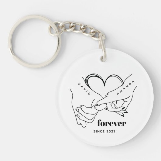 Paar met naam Custom Jubileum Gift Idee Sleutelhanger (Voorkant)