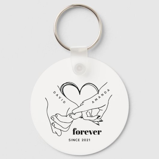 Paar met naam Custom Jubileum Gift Idee Sleutelhanger (Voorkant)