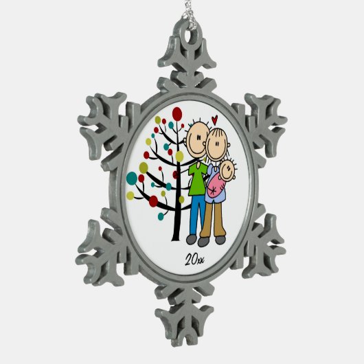 Paar met Ornament voor babymeisje met snowflake (Links)