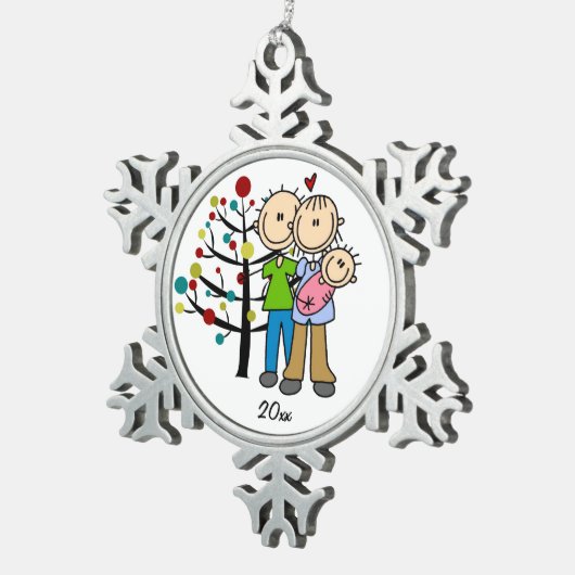 Paar met Ornament voor babymeisje met snowflake (Rechts)