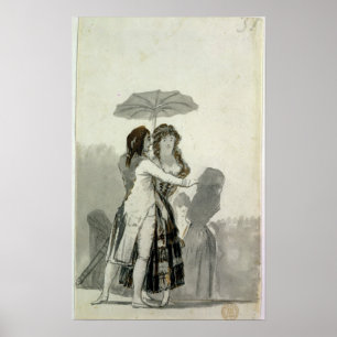 Paar met parasol poster
