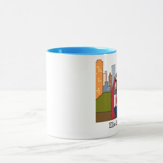 Paar met selfie-gepersonaliseerde cartoon mok (Midden)