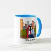 Paar met selfie-gepersonaliseerde cartoon mok (Voorkant rechts)