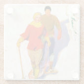 Paar met sneeuwschoenen van McClelland Barclay Glazen Onderzetter (Achterkant)