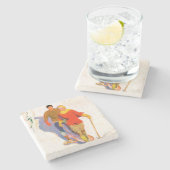 Paar met sneeuwschoenen van McClelland Barclay Stenen Onderzetter (Zijkant)