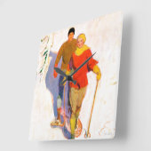 Paar met sneeuwschoenen van McClelland Barclay Vierkante Klok (Hoek)