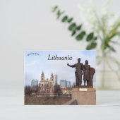 Paar met tarwesculptuur Vilnius Litouwen Briefkaart (Staand voorkant)