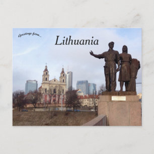 Paar met tarwesculptuur Vilnius Litouwen Briefkaart