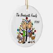 Paar met Toddler Boy en Brown Dog Ornament (Rechts)