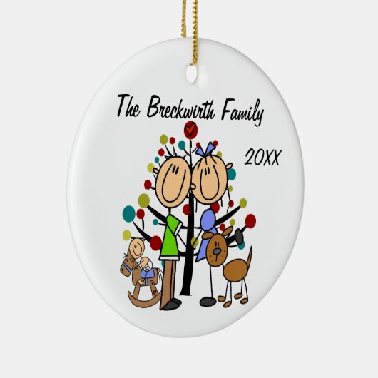 Paar met Toddler Boy en Brown Dog Ornament (Rechts)