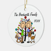 Paar met Toddler Boy en Brown Dog Ornament (Links)