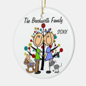 Paar met Toddler Boy, kat Holiday Ornament (Links)