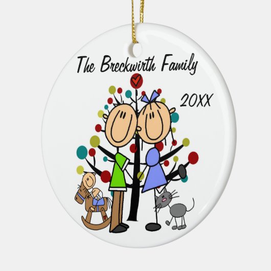 Paar met Toddler Boy, kat Holiday Ornament (Links)