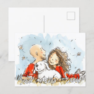 Paar met witte puppy briefkaart
