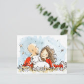 Paar met witte puppy briefkaart (Staand voorkant)