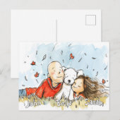 Paar met witte puppy briefkaart (Voorkant / Achterkant)