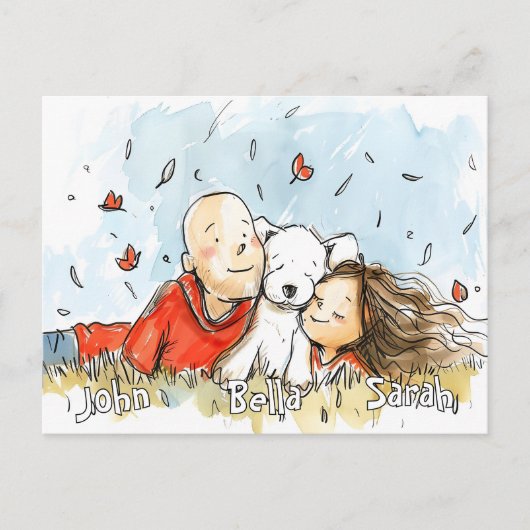 Paar met witte puppy briefkaart (Voorkant)