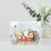 Paar met witte puppy briefkaart (Staand voorkant)