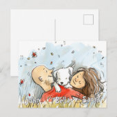 Paar met witte puppy briefkaart (Voorkant / Achterkant)