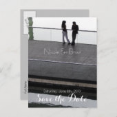 Paar Moderne bruiloft Save the Date 2 Aankondigingskaart (Voorkant / Achterkant)