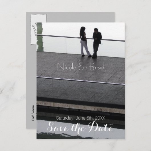Paar Moderne bruiloft Save the Date 2 Aankondigingskaart (Voorkant / Achterkant)