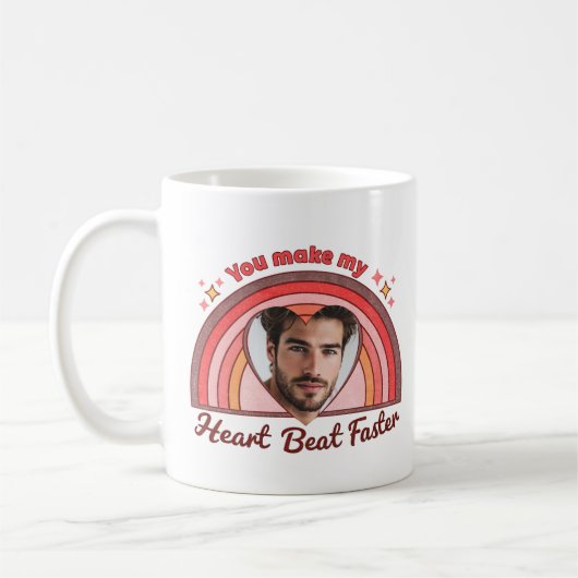  paar Mok, aangepaste regenboog hartslag Koffiemok (Links)