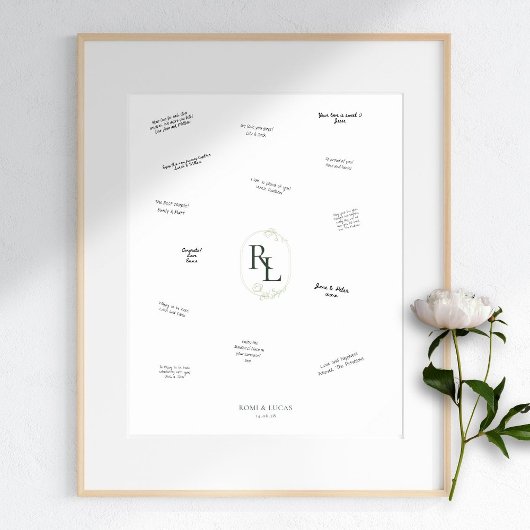Paar Monogram Bruiloft Gast Boek Alternatief Poster